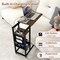 C-shaped End Table with Charging Station and Retractable Tabletop-Rustic Brown